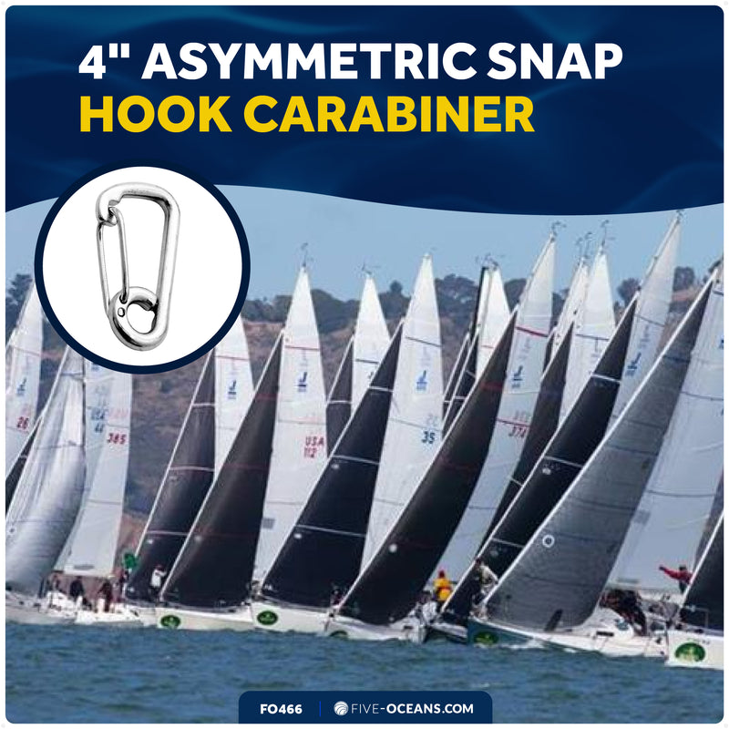 4" Asymmetric Snap Hook Carabiner, AISI316 Stainless Steel - FO466 - Five Oceans