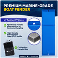 Pontoon Docking Kit - Blue Flat Fenders with Dock Lines & Fender Clips, 4-Pack - FO4680-C1 - Five Oceans