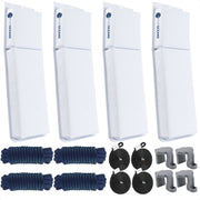 Pontoon Docking Kit - White Flat Fenders with Dock Lines & Fender Clips, 4-Pack - FO4681-C1 - Five Oceans