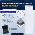 Pontoon Docking Kit - White Flat Fenders with Dock Lines & Fender Clips, 4-Pack - FO4681-C1 - Five Oceans