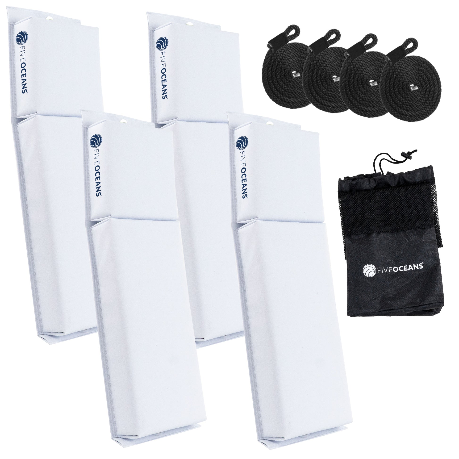 Boat Contour Fender 24" x 6-7/8" x 2-1/2", White, 4-Pack - FO4681 - Five Oceans
