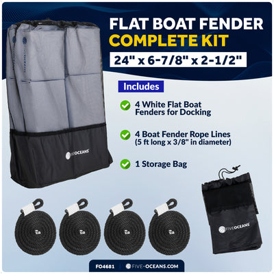Flat Boat Fenders 24" x 6-7/8" x 2-1/2", White, 4-Pack - FO4681 - Five Oceans