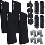 Pontoon Docking Kit - 4-Pack Black Flat Fender 24" x 6-7/8" x 2-1/2", Dock Lines 1/2" x 15' and Fender Clips - FO4682-C1 - Five Oceans
