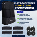 Boat Docking Kit - Black Flat Fenders & Dock Lines, 4-Pack - FO4682-C2 - Five Oceans
