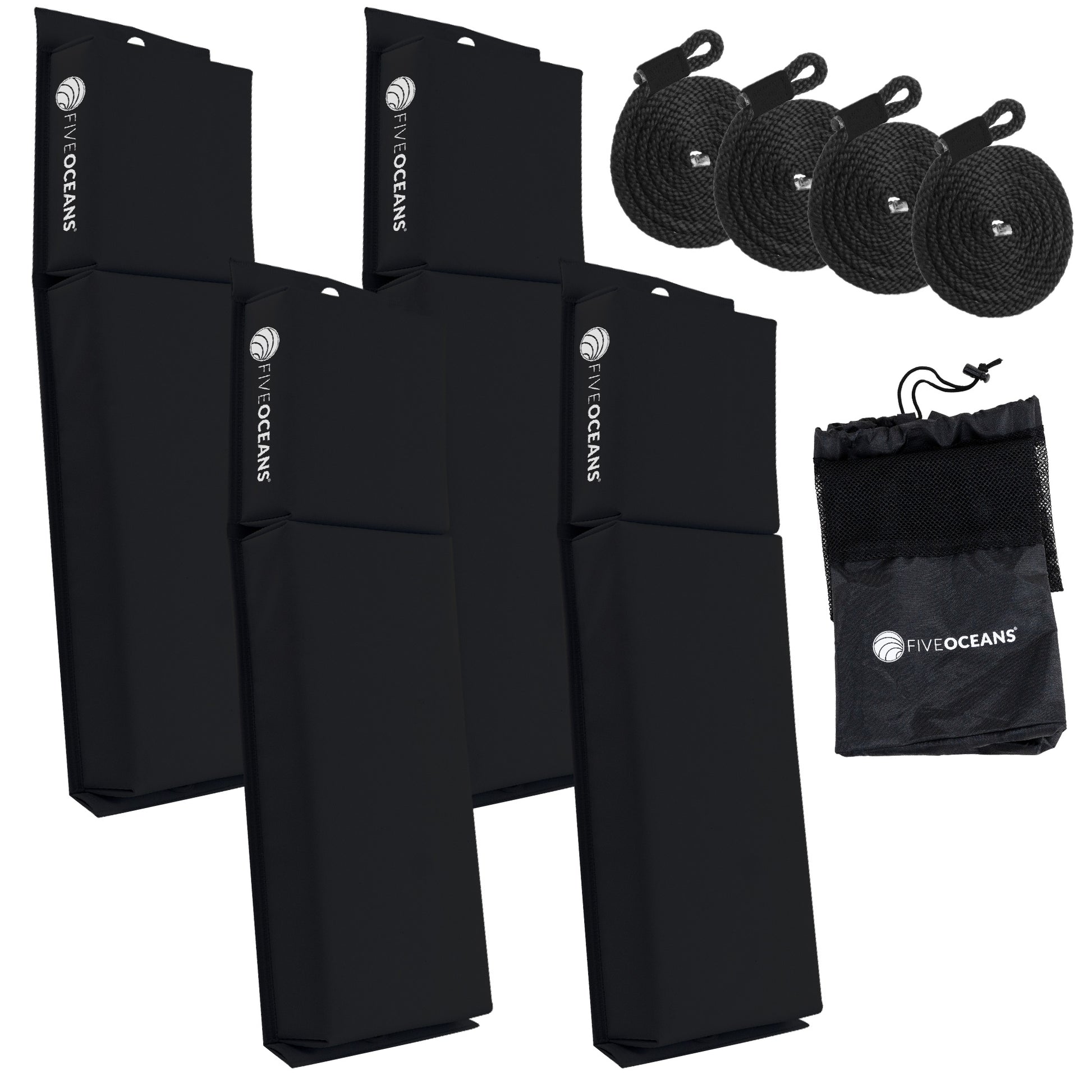 Boat Contour Fender 24" x 6-7/8" x 2-1/2", Black, 4-Pack - FO4682 - Five Oceans