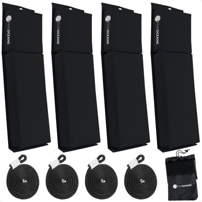 Flat Boat Fenders 24" x 6-7/8" x 2-1/2", Black, 4-Pack - FO4682 - Five Oceans
