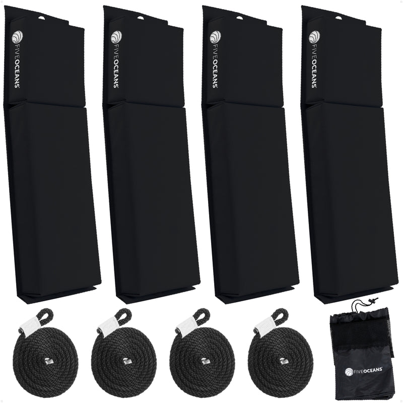 Flat Boat Fenders 24" x 6-7/8" x 2-1/2", Black, 4-Pack - FO4682 - Five Oceans