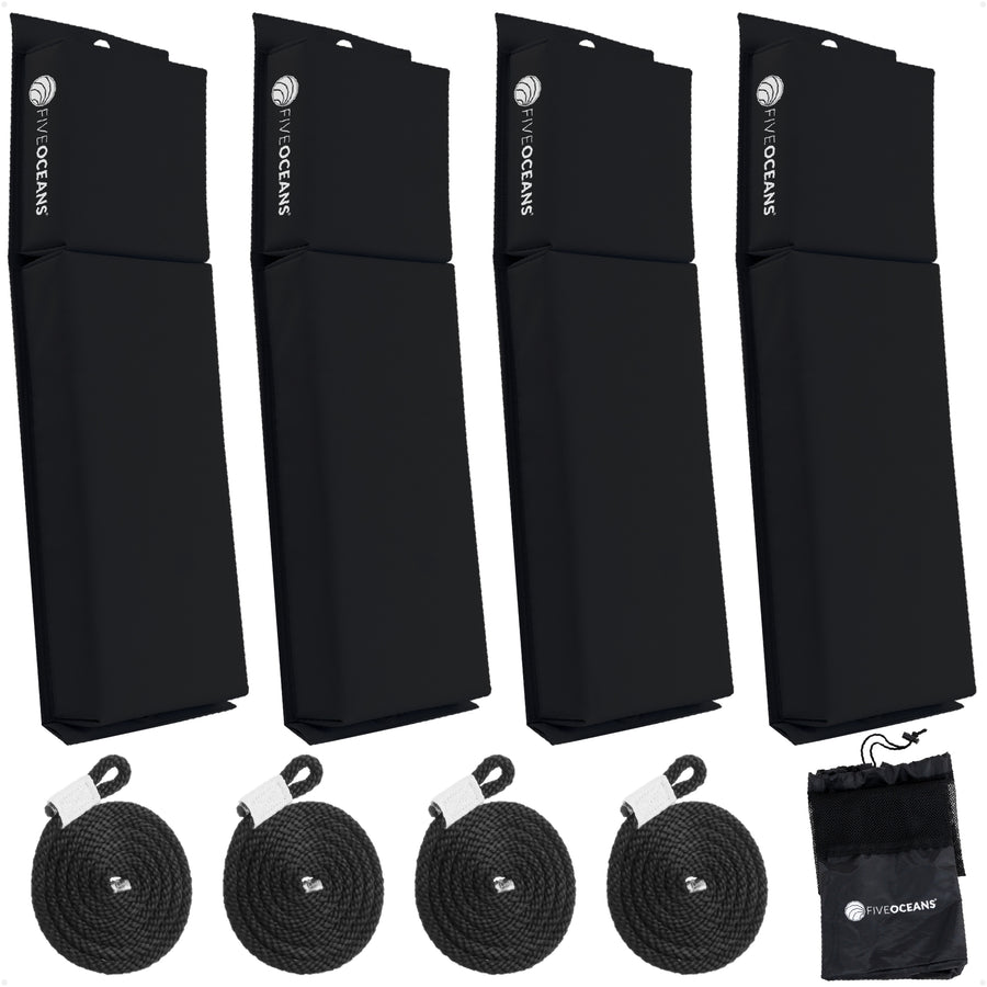 Flat Boat Fenders 24" x 6-7/8" x 2-1/2", Black, 4-Pack - FO4682 - Five Oceans