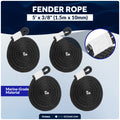 Flat Boat Fenders 24" x 6-7/8" x 2-1/2", Black, 4-Pack - FO4682 - Five Oceans