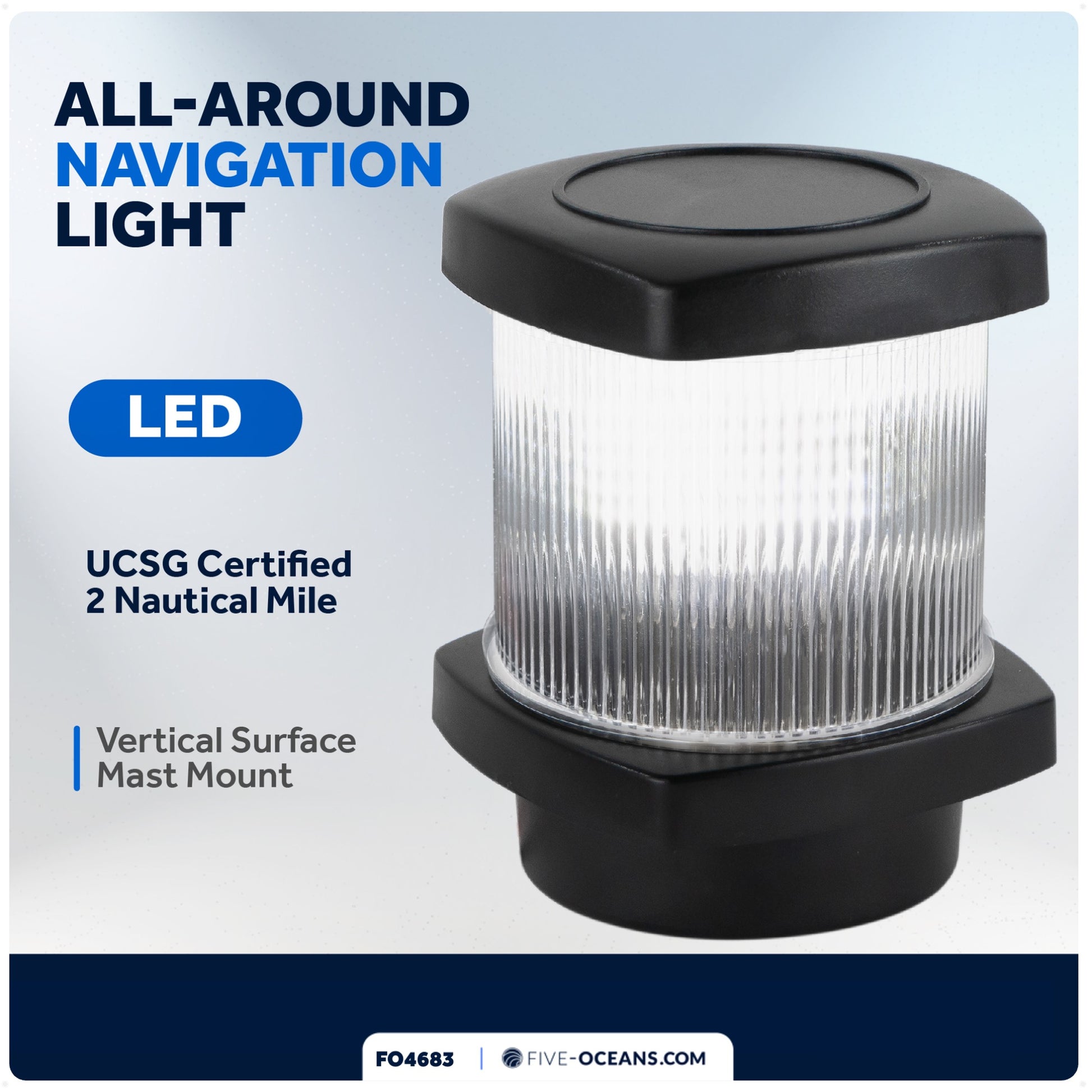 LED Anchor Light,  12V DC, Vertical Mount - FO4683 - Five Oceans