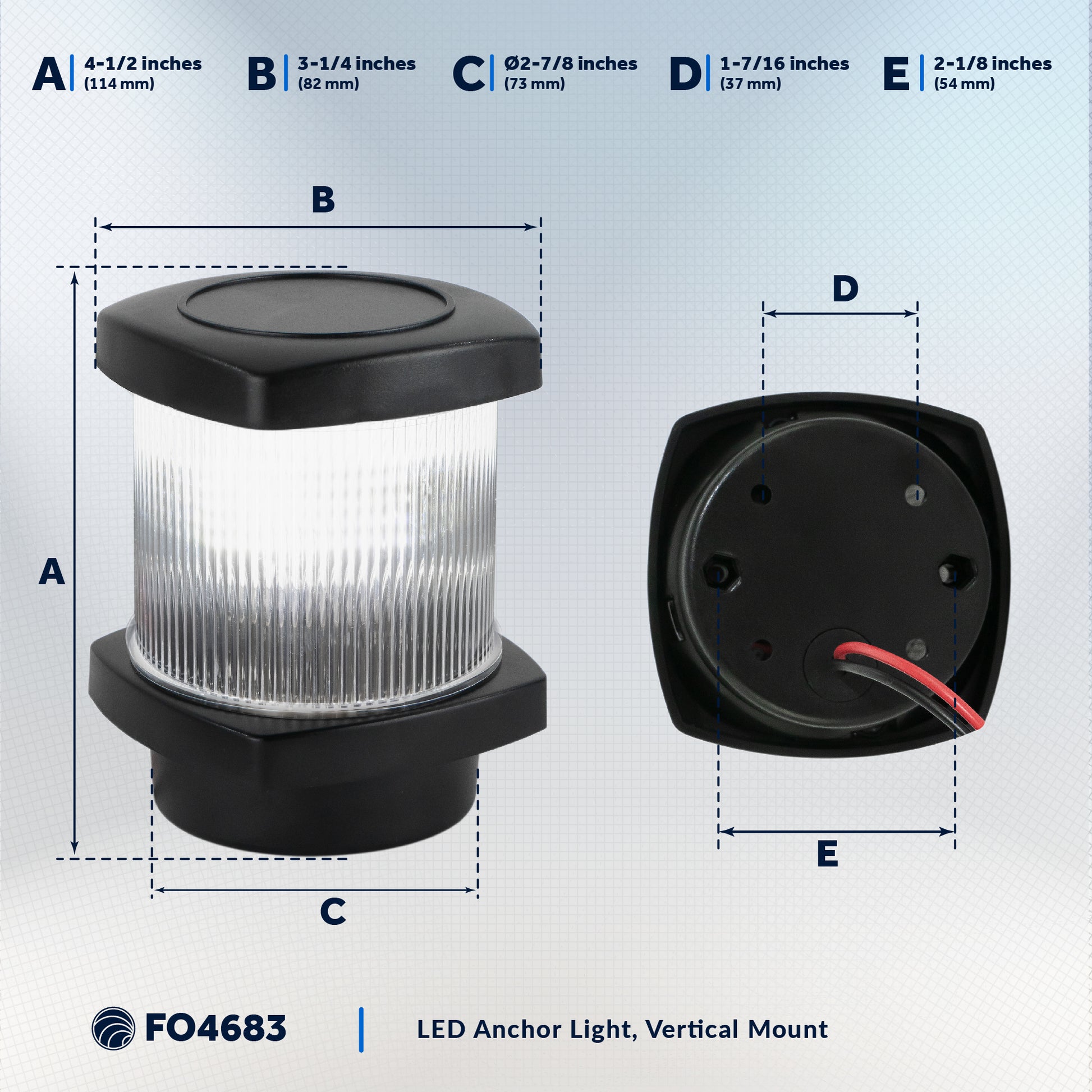 LED Anchor Light,  12V DC, Vertical Mount - FO4683 - Five Oceans