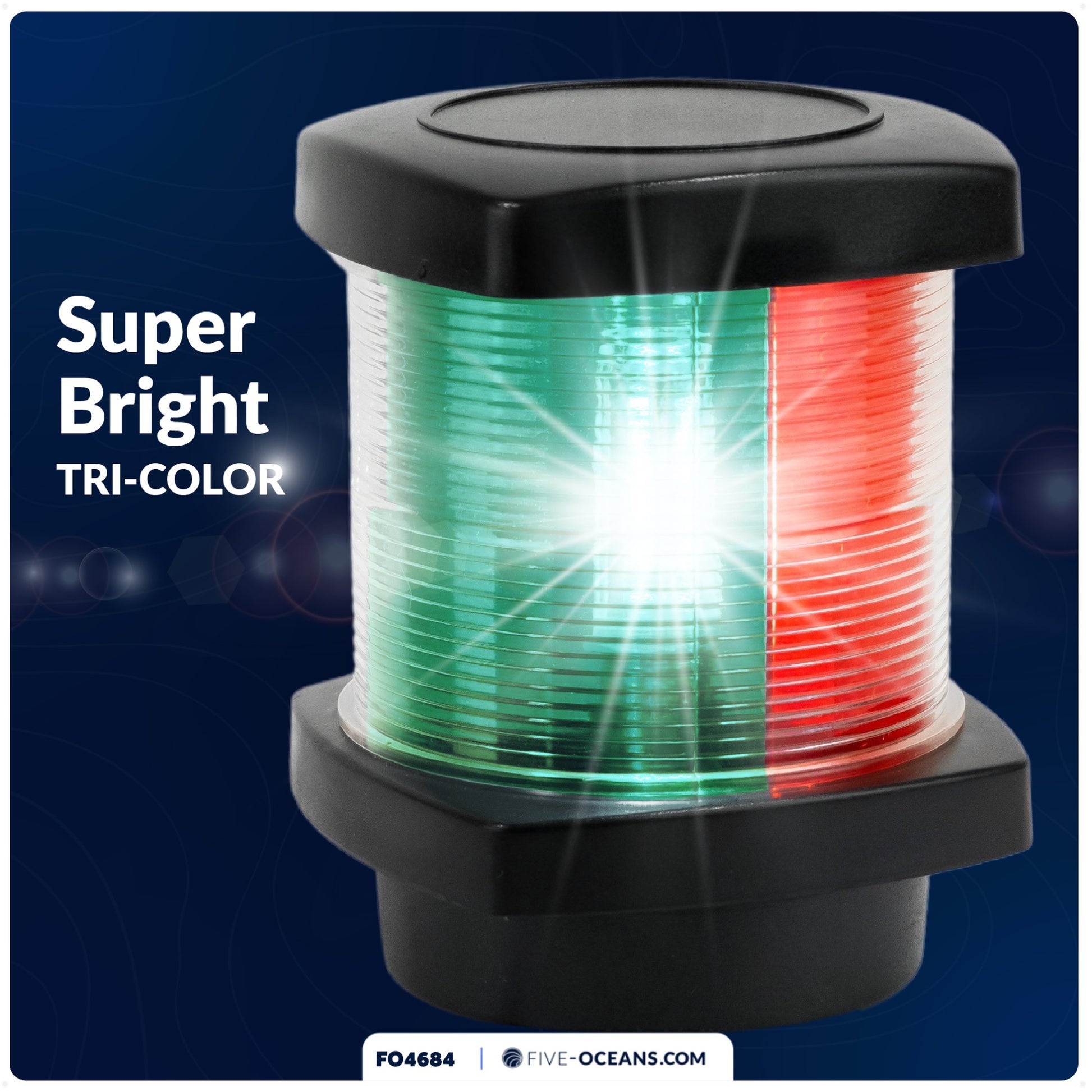 LED Tri-Color Navigation Light, Vertical Mount - FO4684 - Five Oceans