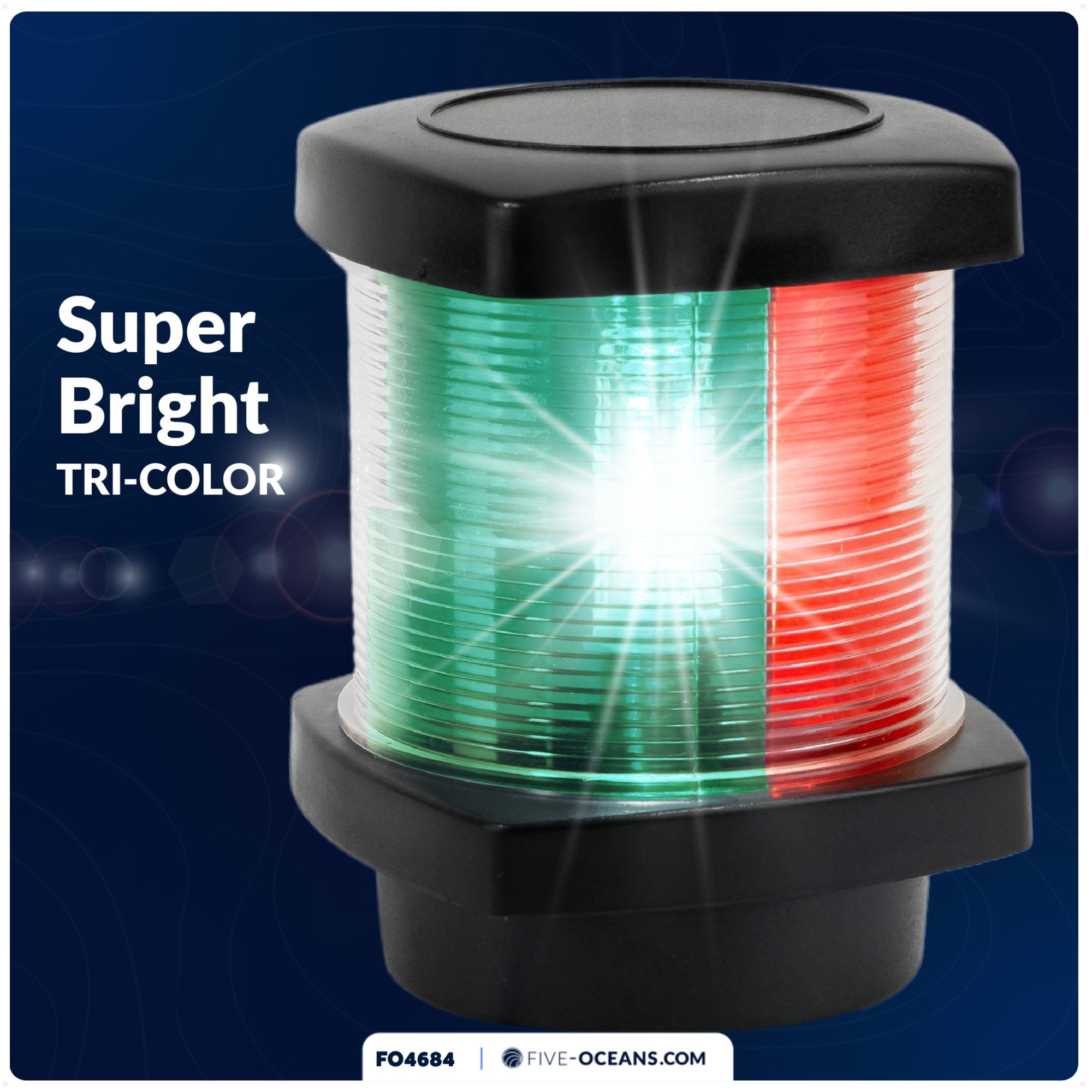 LED Tri-Color Navigation Light, Vertical Mount - FO4684 - Five Oceans