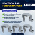 Pontoon Fender Clips for 1" - 1-1/4" Square Rails, 4-Pack - FO4685 - Five Oceans