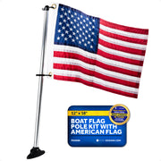 Boat Flag Pole Kit with American Flag 12"x 18"- FO4686 - Five Oceans