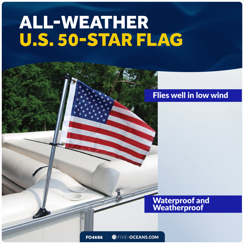 12" x 18" U.S. 50-Star Flag Kit with Flat Surface Mount - FO4686 - Five Oceans