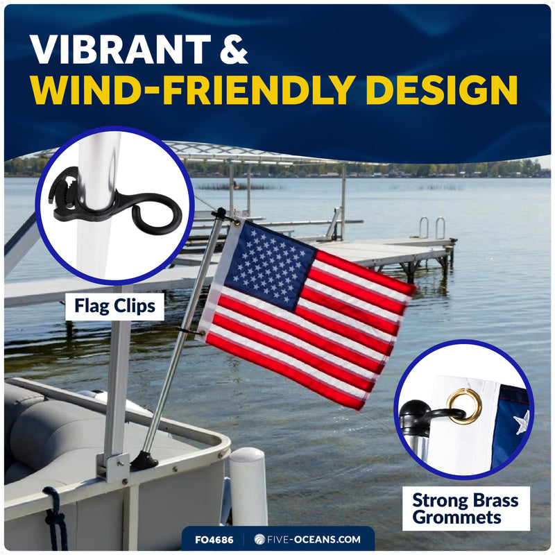 12" x 18" U.S. 50-Star Flag Kit with Flat Surface Mount - FO4686 - Five Oceans