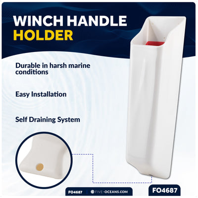 9-1/2" Winch Handle Holder, White PVC - FO4687 - Five Oceans
