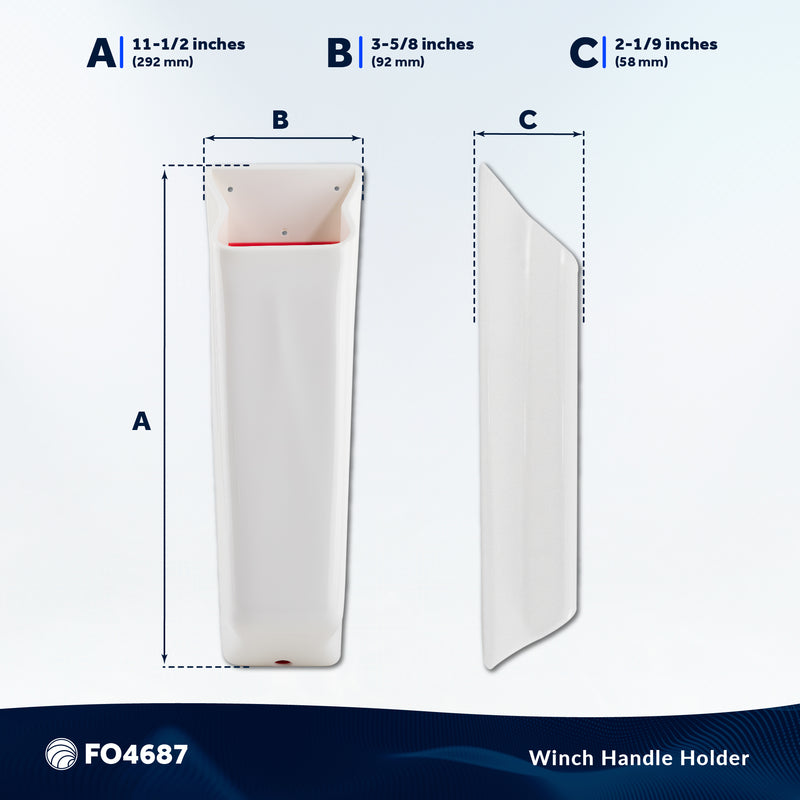 9-1/2" Winch Handle Holder, White PVC - FO4687 - Five Oceans