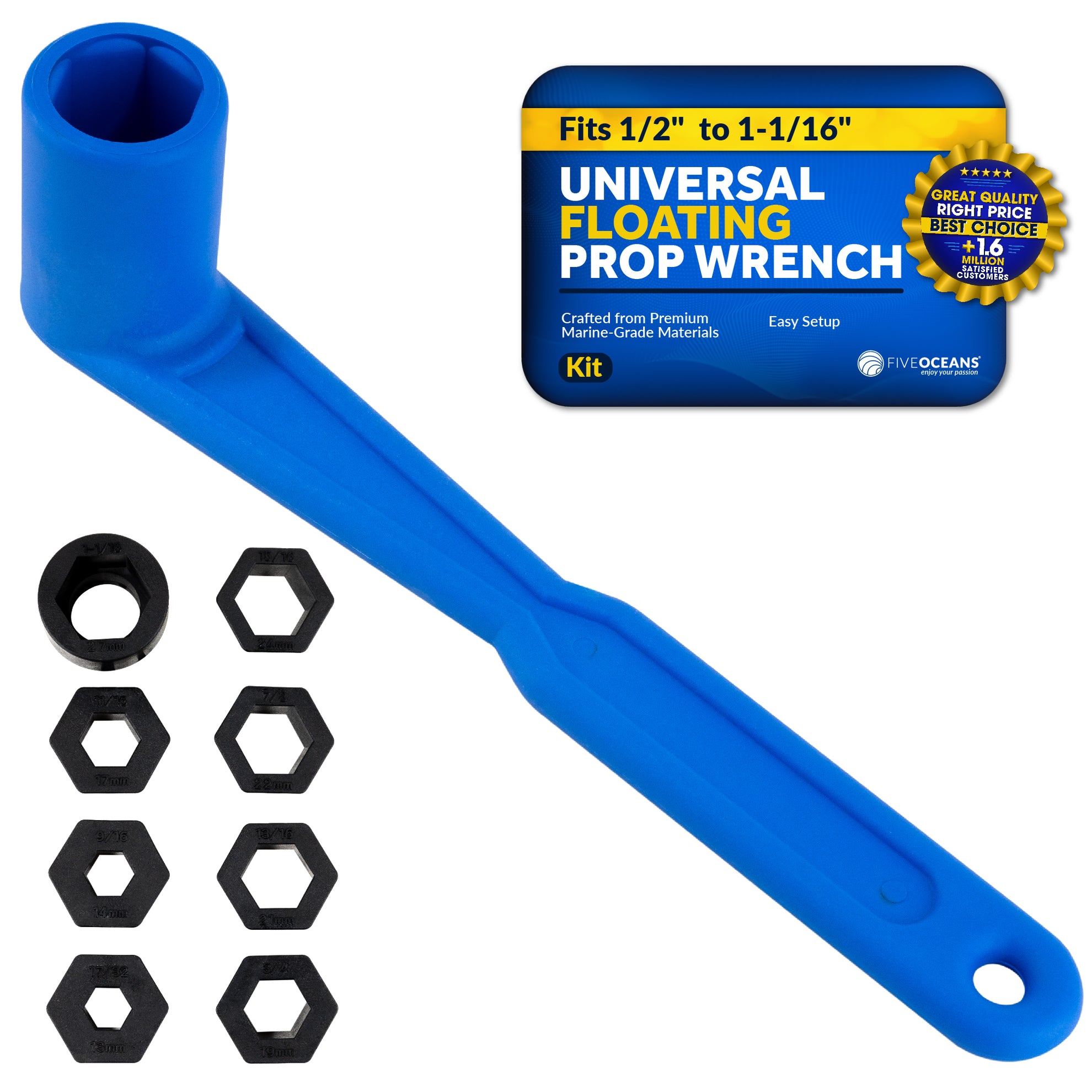 Universal Floating Prop Wrench Kit with Multiple Sockets, Blue - FO4689