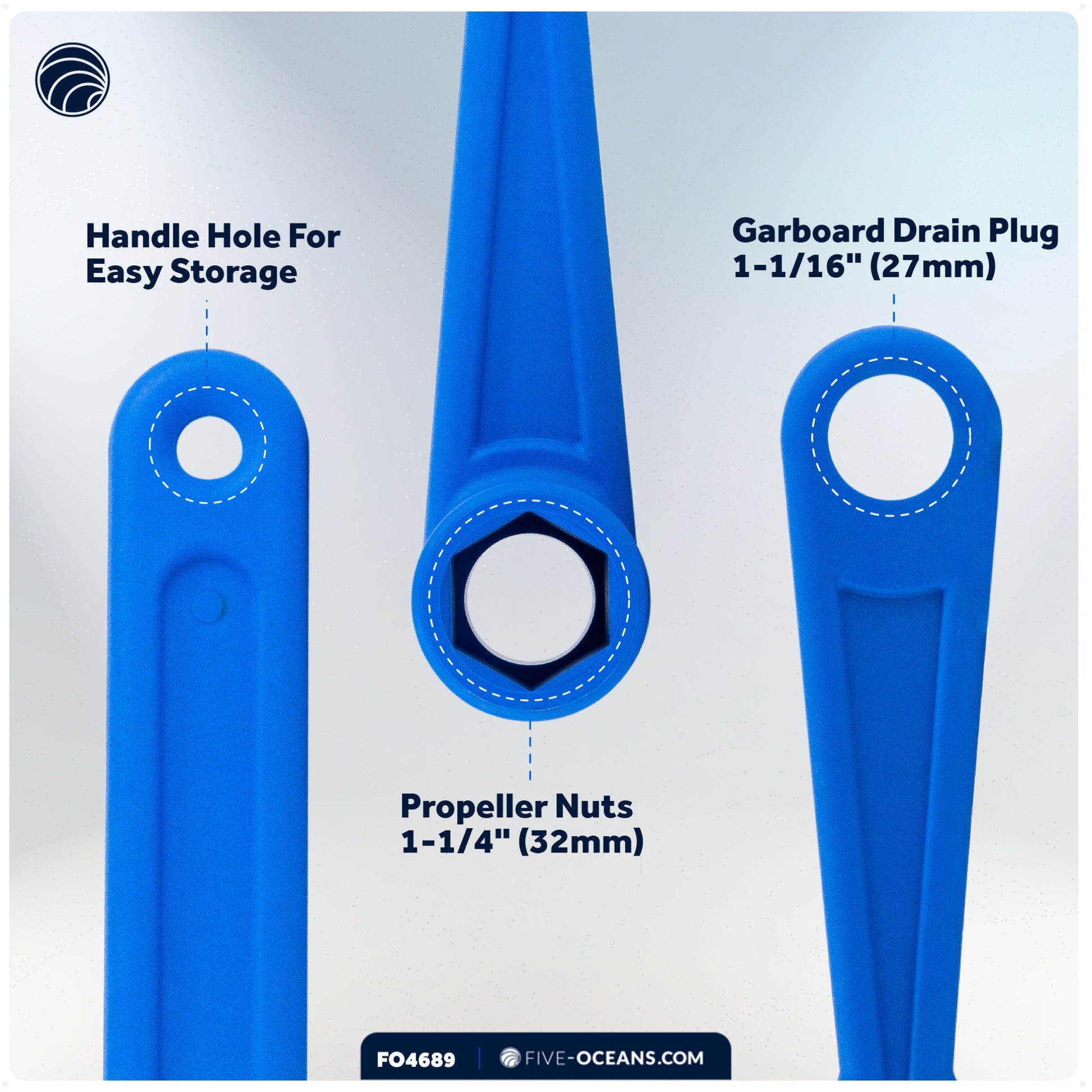 Universal Floating Prop Wrench Kit with Multiple Sockets, Blue - FO4689 - Five Oceans