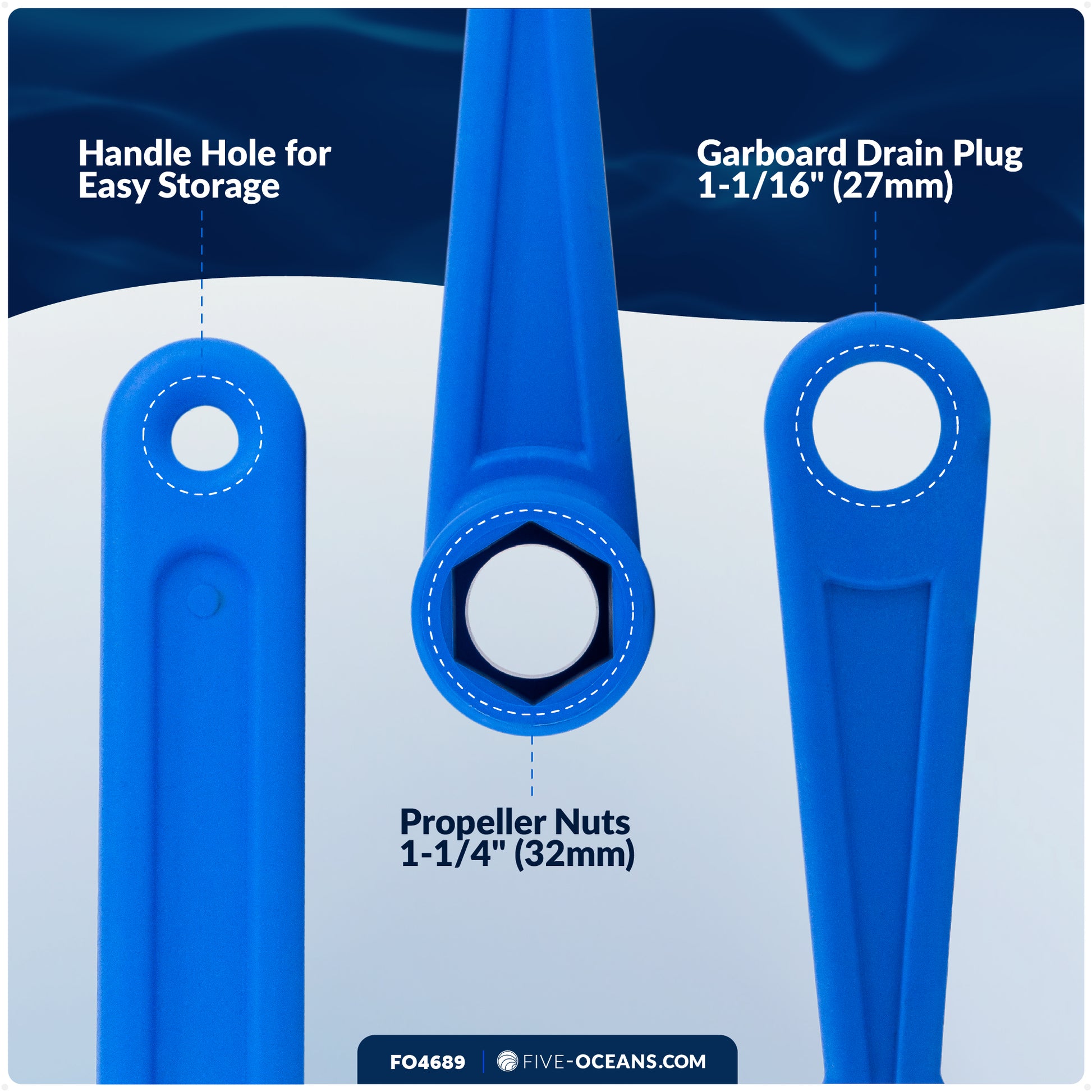 Universal Floating Prop Wrench Kit with Multiple Sockets, Blue - FO4689 - Five Oceans