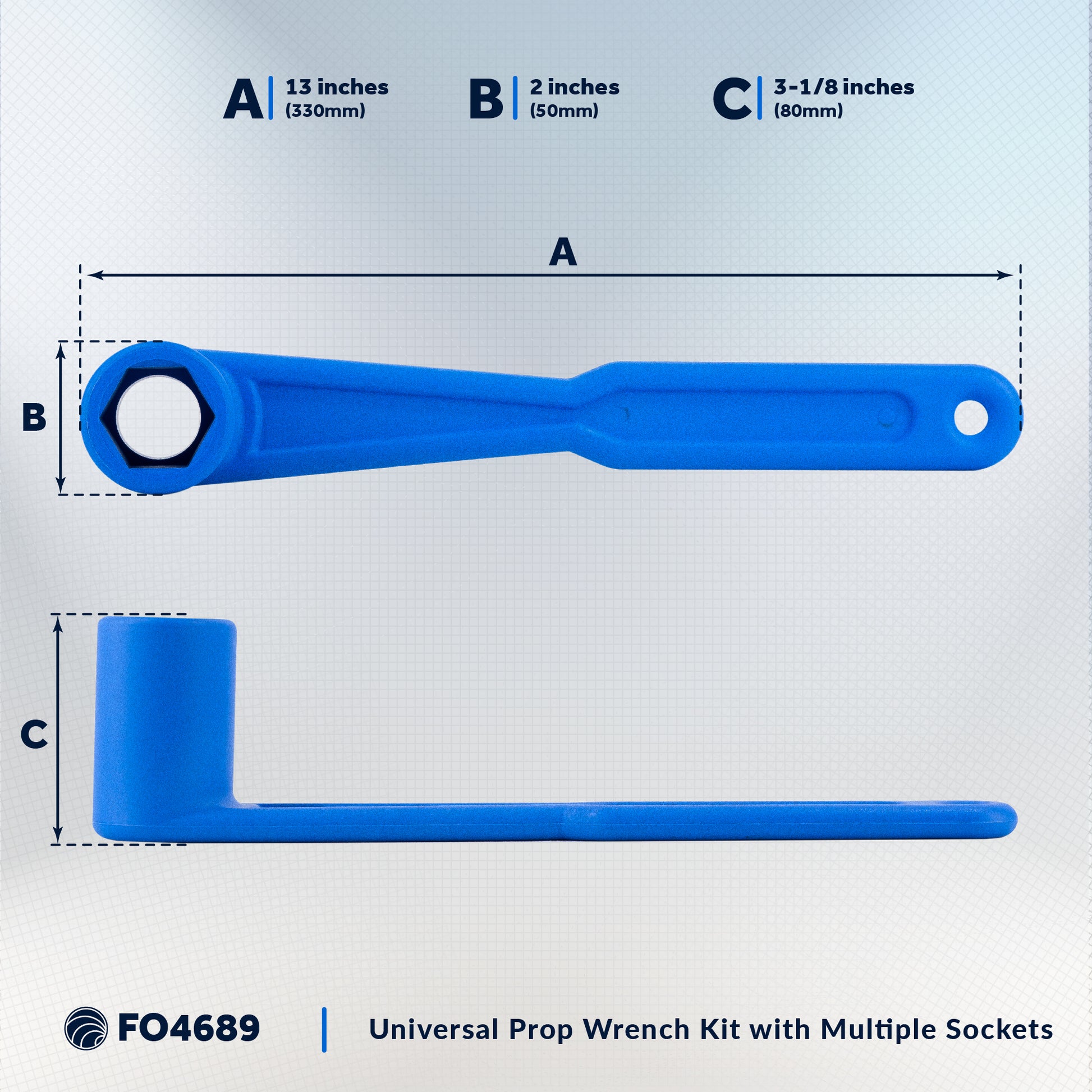 Universal Floating Prop Wrench Kit with Multiple Sockets, Blue - FO4689 - Five Oceans