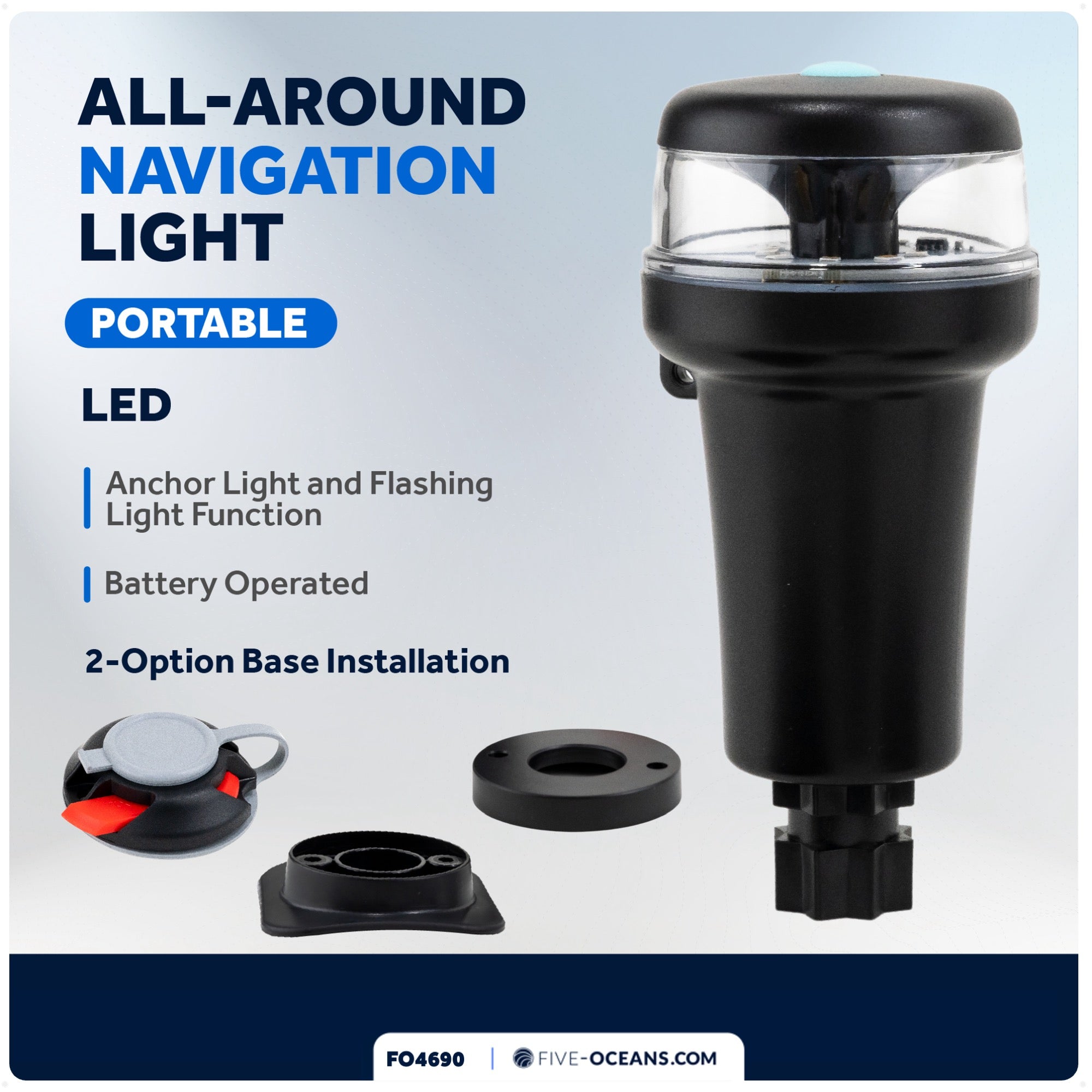 Portable Navigation Lights, LED All-Around Anchor Signal Flashlight - FO4690 - Five Oceans
