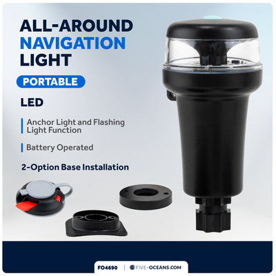 LED Anchor & Signal Flashlight Navigation Lights, Battery-Powered - 2NM - FO4690 - Five Oceans