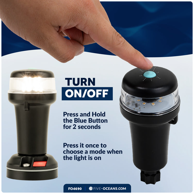 LED Anchor & Signal Flashlight Navigation Lights, Battery-Powered - 2NM