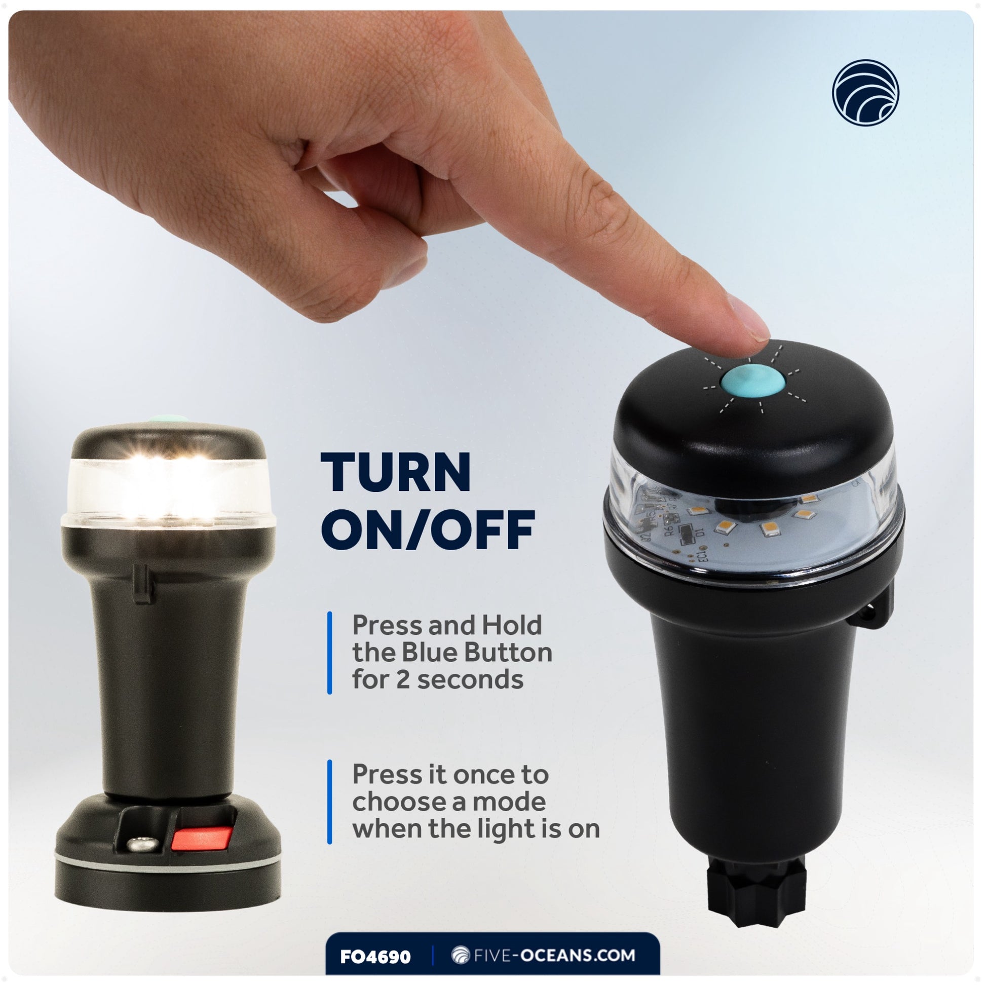 Portable Navigation Lights, LED All-Around Anchor Signal Flashlight - FO4690 - Five Oceans