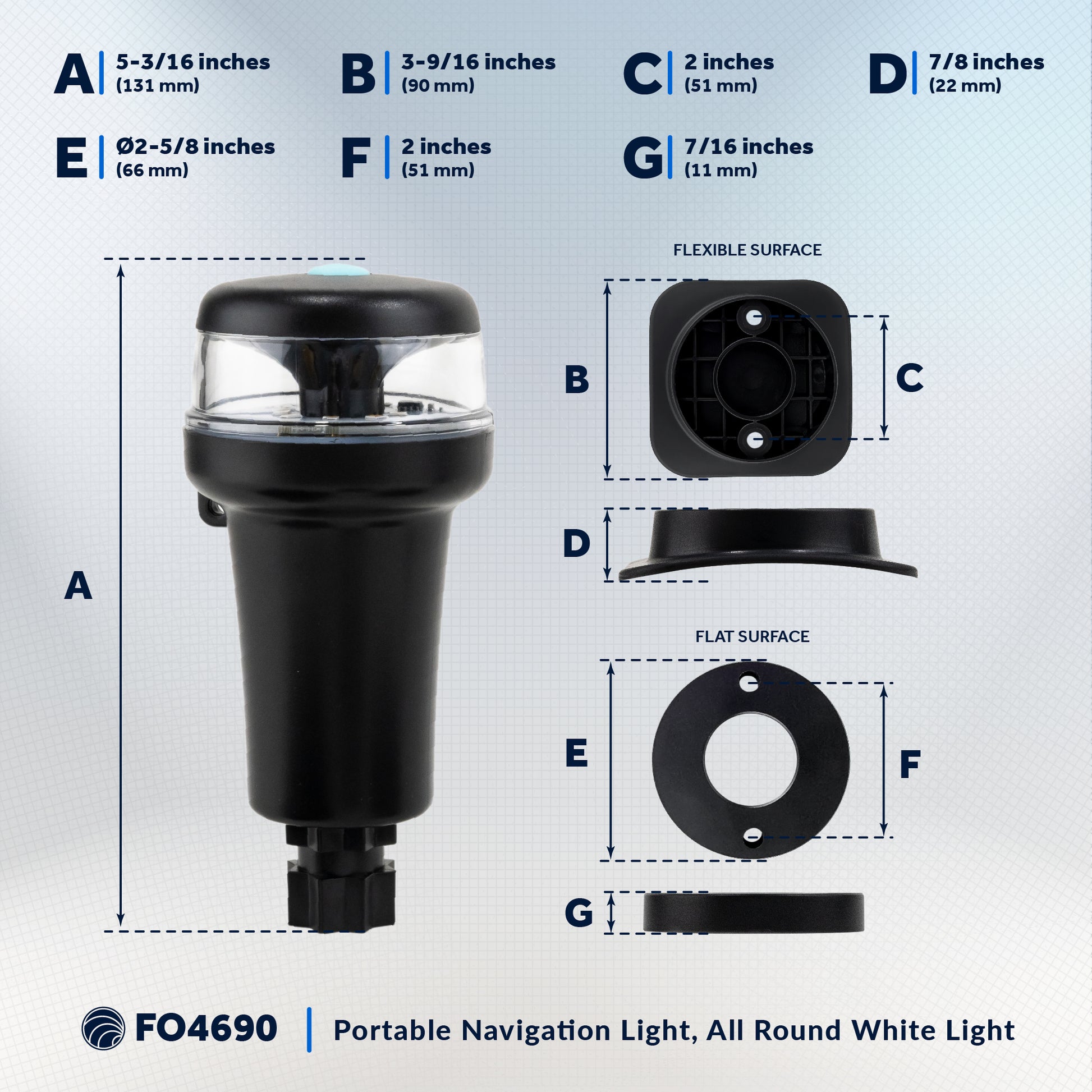 Portable Navigation Lights, LED All-Around Anchor Signal Flashlight - FO4690 - Five Oceans