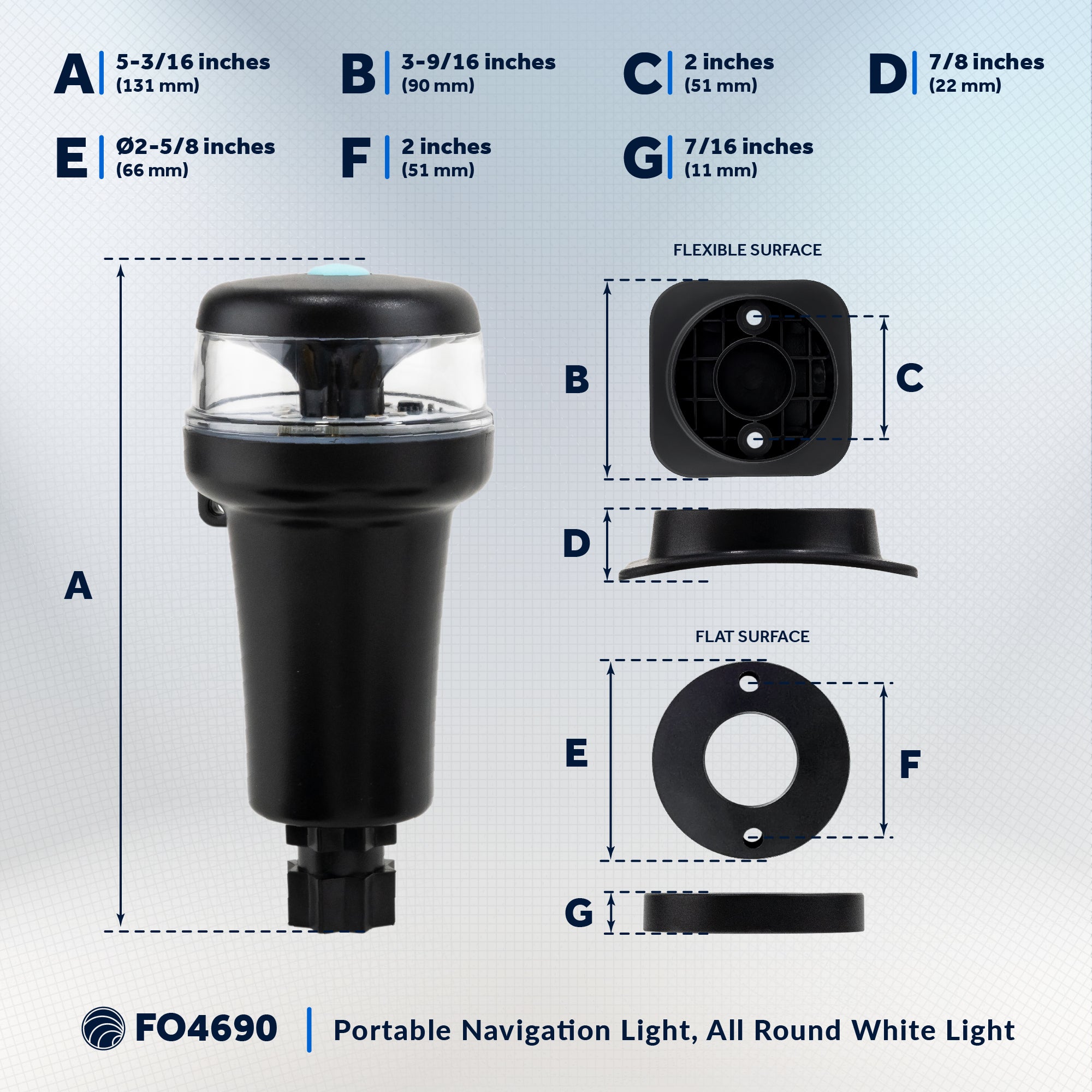 Portable Navigation Lights, LED All-Around Anchor Signal Flashlight - FO4690 - Five Oceans