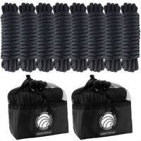 3/8" x 15' Dock Lines, Black, Double Braid Nylon, 8-Pack