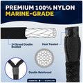 3/8" x 15' Dock Lines, Black, Double Braid Nylon, 8-Pack