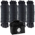 3/8" x 15' Dock Lines, Black, Double Braid Nylon, 4-Pack