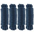 3/8" x 15' Dock Lines, Navy Blue, Double Braid Nylon, 4-Pack