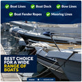 3/8" x 15' Dock Lines, Navy Blue, Double Braid Nylon, 4-Pack
