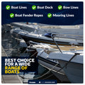 1/2" x 15' Dock Lines, Navy Blue, Double Braid Nylon, 4-Pack