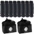 1/2" x 15' Dock Lines, Black, Double Braid Nylon, 8-Pack