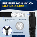 3/8" x 6' Fender Lines with 5" Eyelet, Black, Double Braid Nylon - FO4698 - Five Oceans