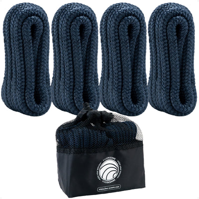3/8" x 6' Fender Lines with 5" Eyelet, Navy Blue, Double Braid Nylon - FO4699 - Five Oceans