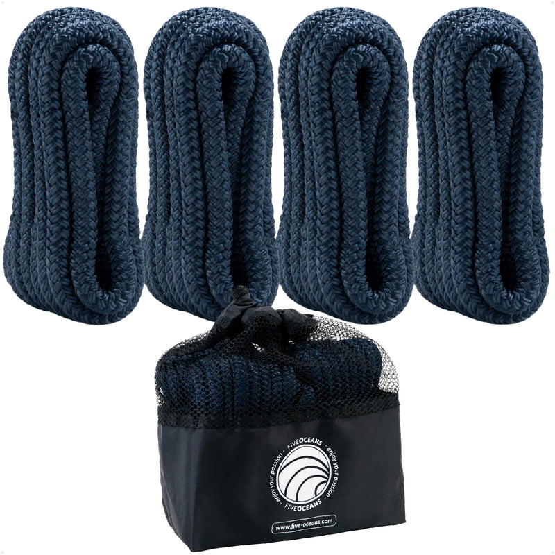 3/8" x 6' Fender Lines with 5" Eyelet, Navy Blue, Double Braid Nylon - FO4699 - Five Oceans