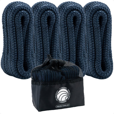 3/8" x 6' Fender Lines with 5" Eyelet, Navy Blue, Double Braid Nylon - FO4699 - Five Oceans