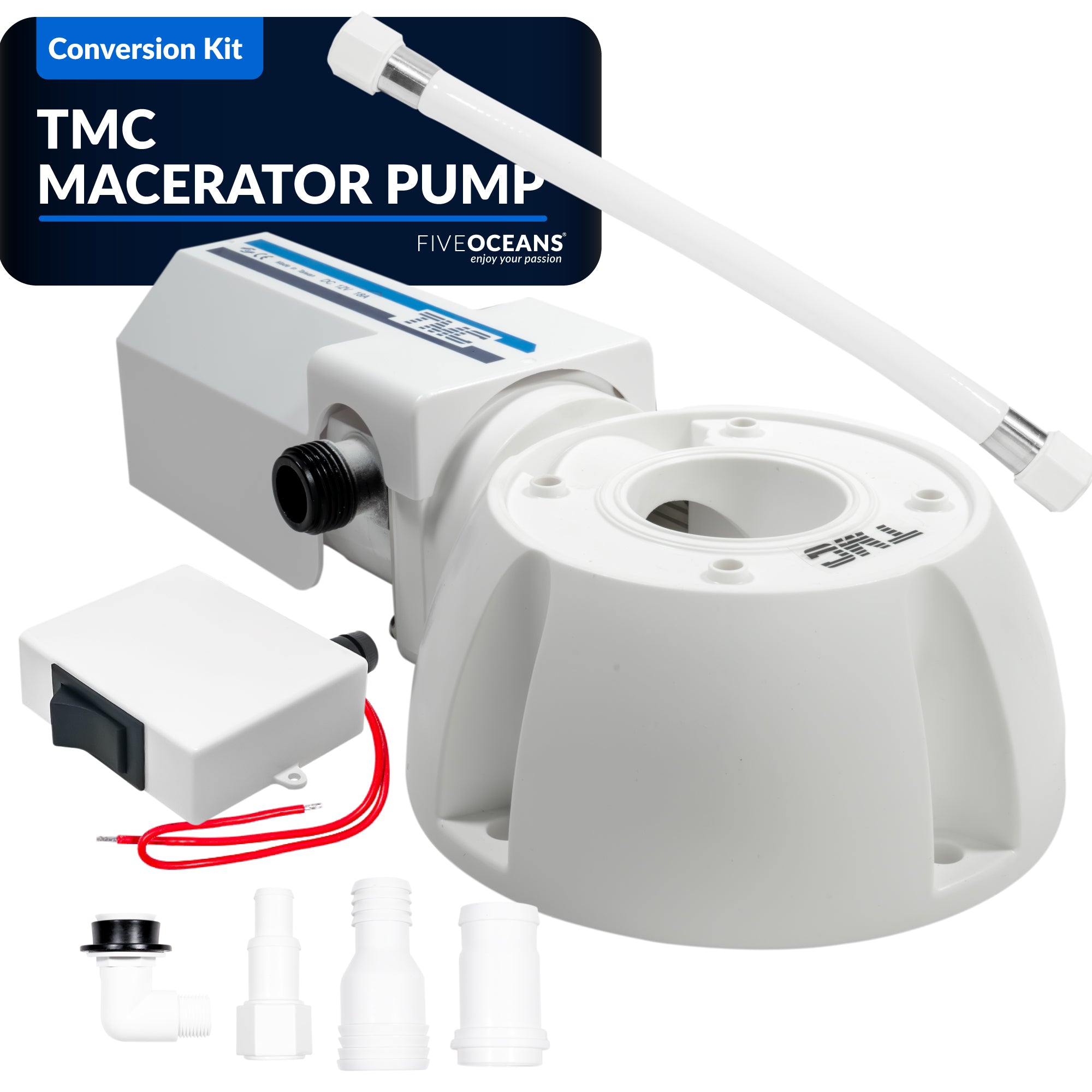 TMC Electric Toilet Macerator Conversion Kit with Threaded-On Hose Connection<BR><BR> 12V - FO4702