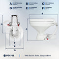 TMC Electric Toilet, Compact Bowl, Smart Flush Control, 12V - FO4705 - Five Oceans