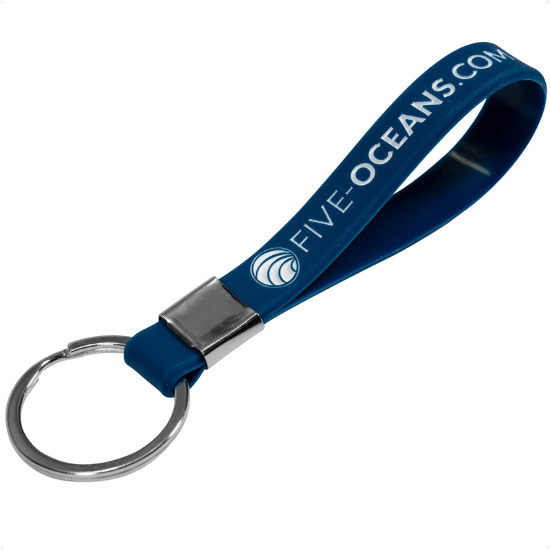 Key Ring Keychain , Blue Rubber - FO4710 - Five Oceans