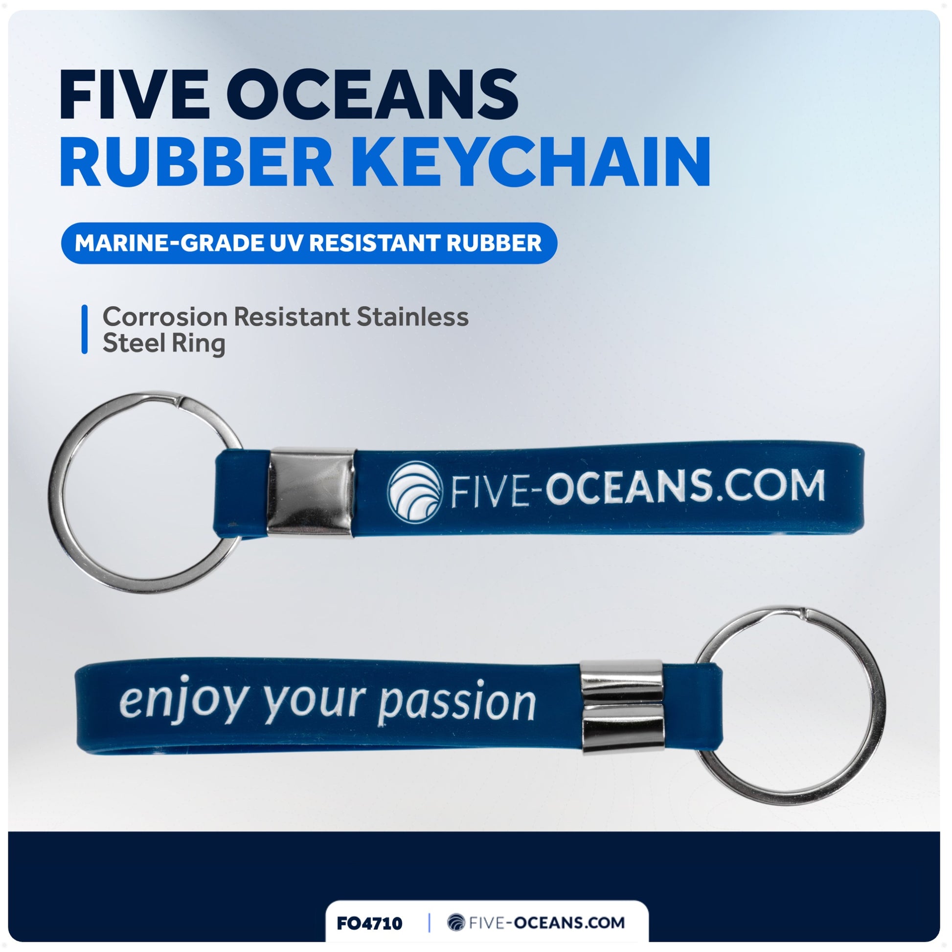 Keychain Key Ring, Rubber, Blue - FO4710 - Five Oceans