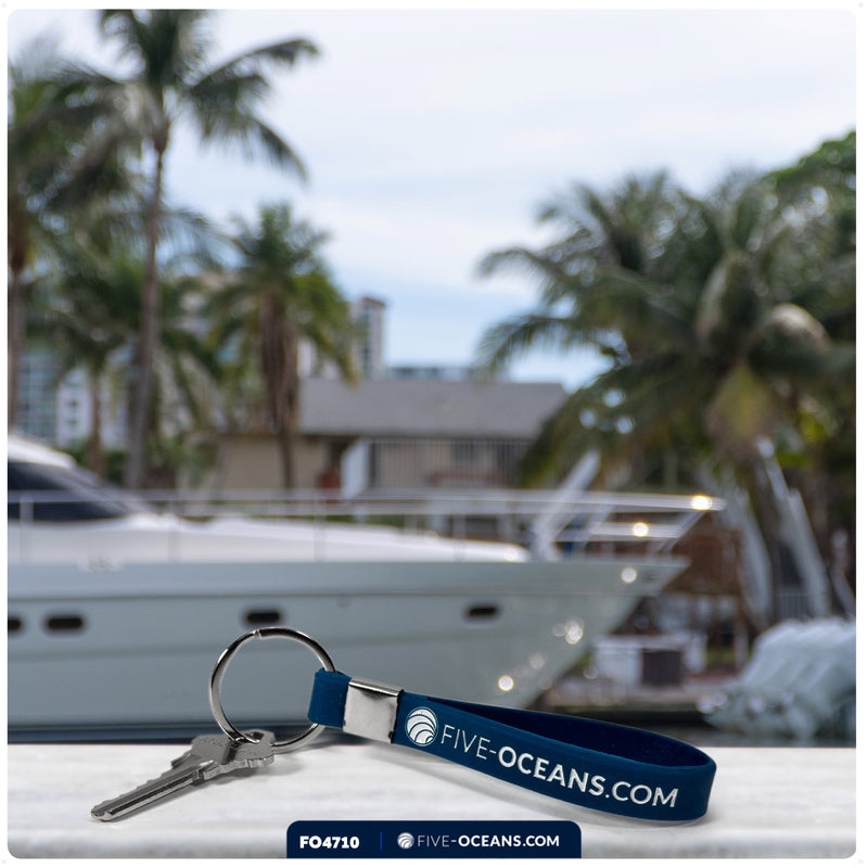 Key Ring Keychain , Blue Rubber - FO4710 - Five Oceans