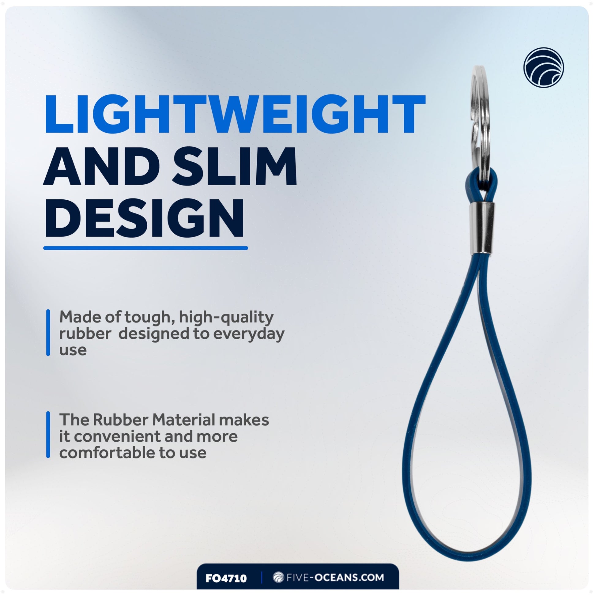 Keychain Key Ring, Rubber, Blue - FO4710 - Five Oceans